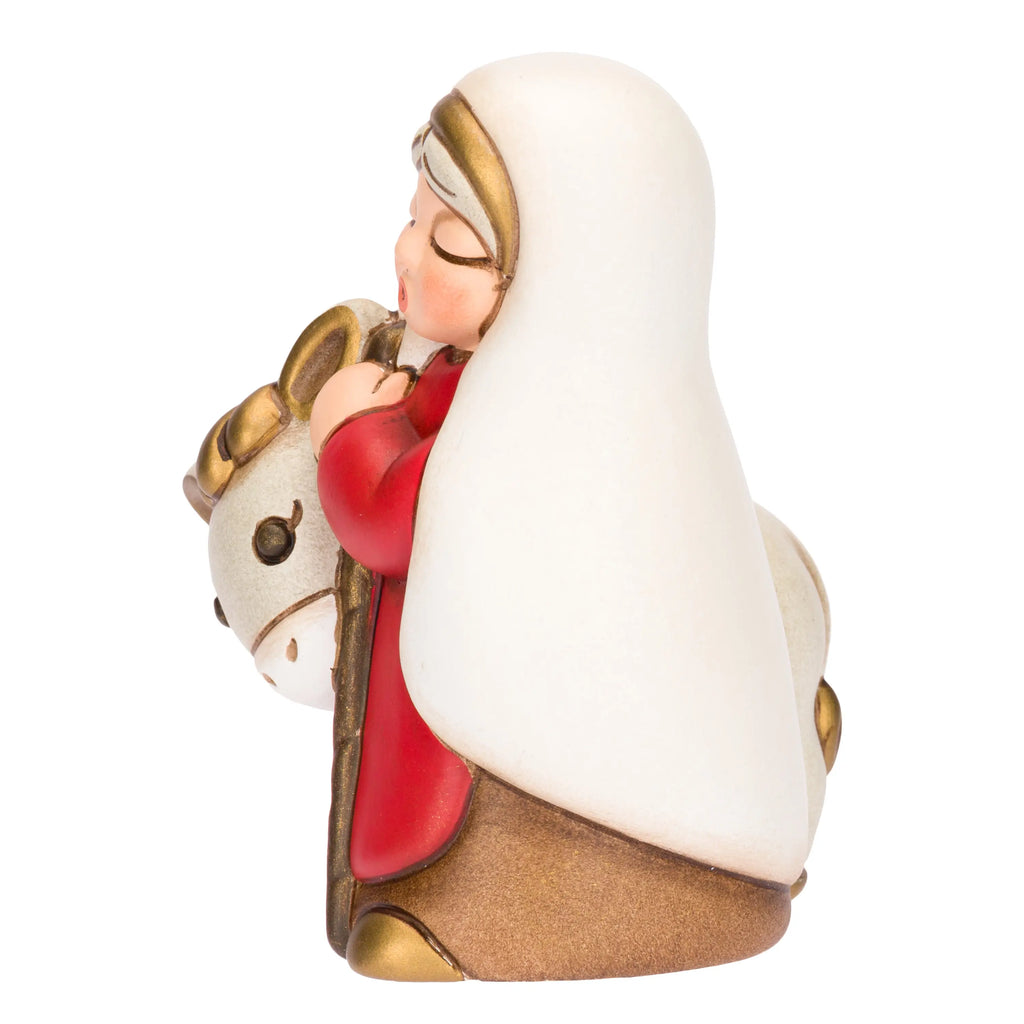 Thun- Nonna con asino in ceramica Presepe Classico rosso| rohome