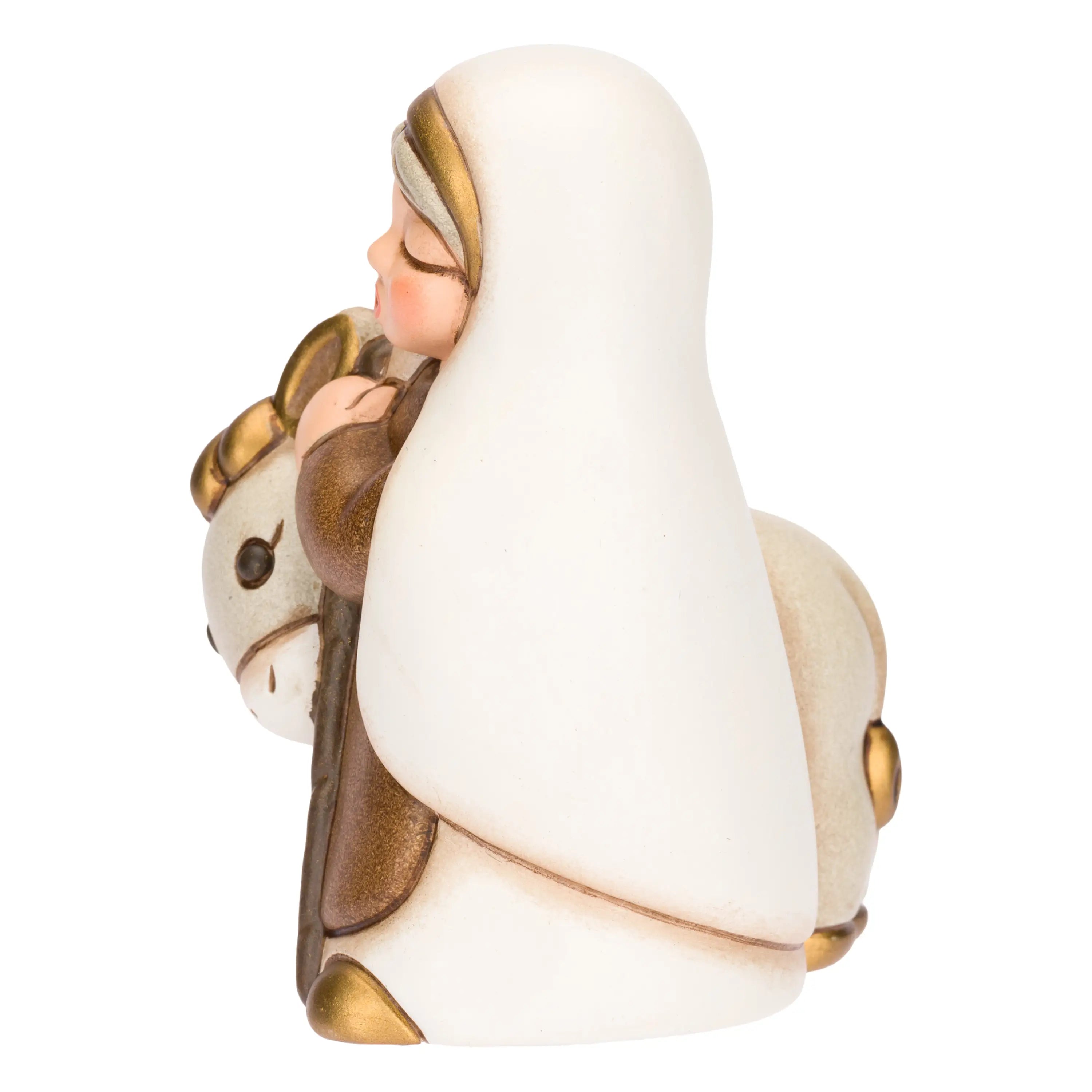 Thun- Nonna con asino in ceramica Presepe Classico, Bianco | rohome