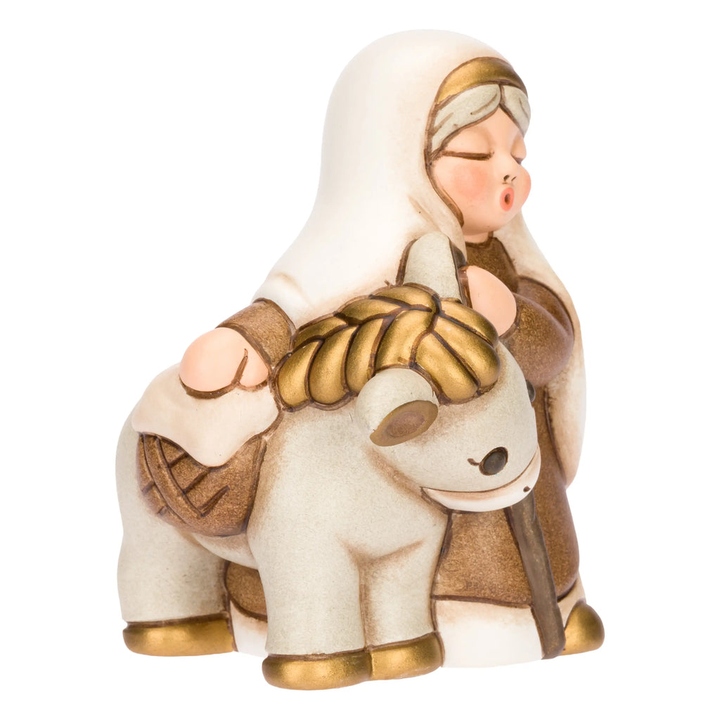 Thun- Nonna con asino in ceramica Presepe Classico, Bianco | rohome
