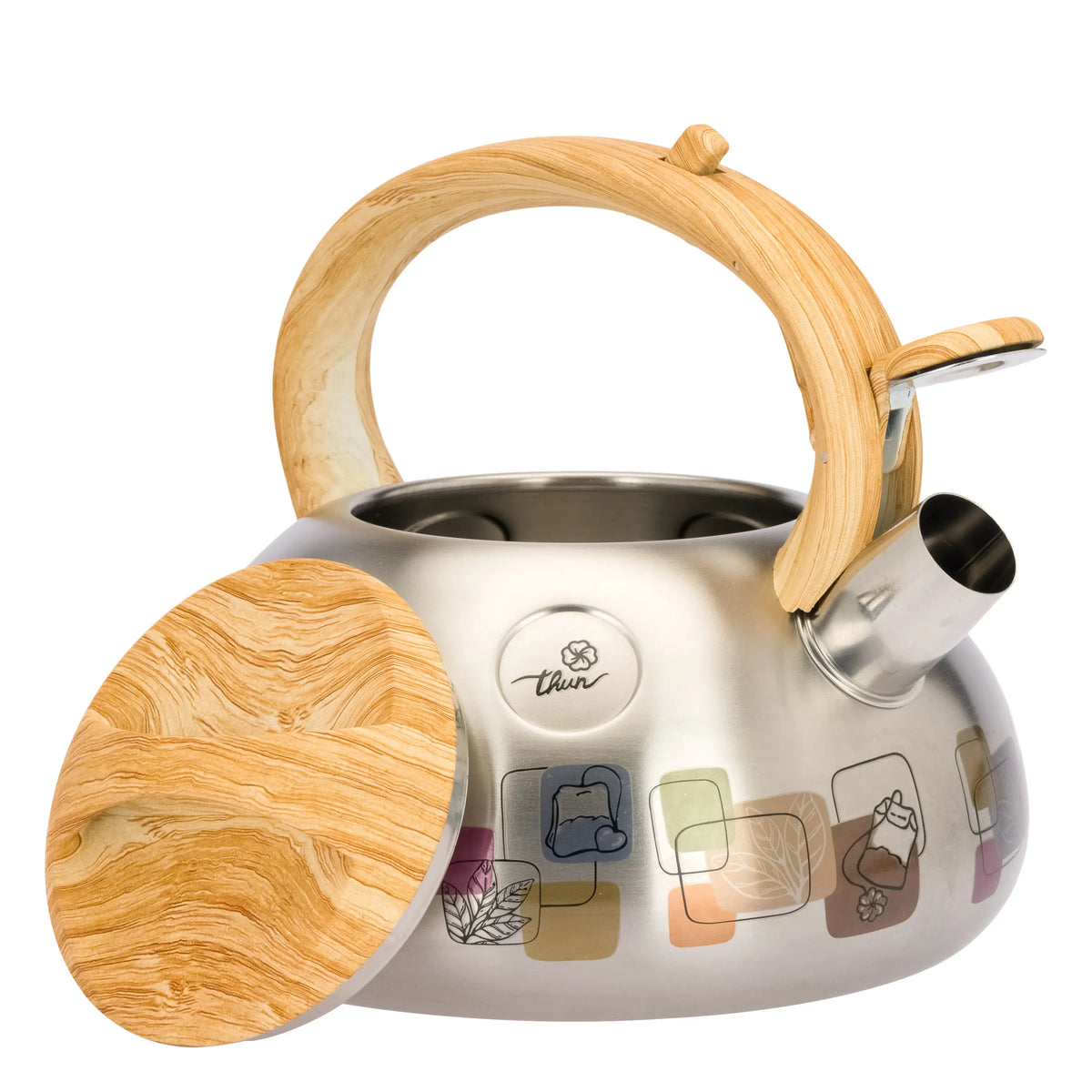 Thun - Bollitore in acciaio con manico effetto bamboo | Rohome