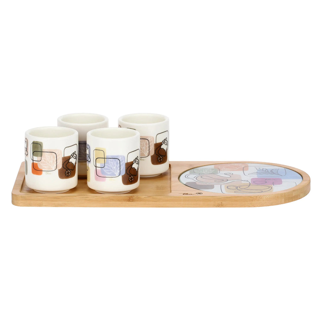 Thun - Set 4 tazze da té con vassoio in bamboo | Rohome