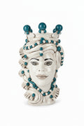 Verus - Testa di moro mediterraneo Lady ottanio e bianco h.35 | rohome