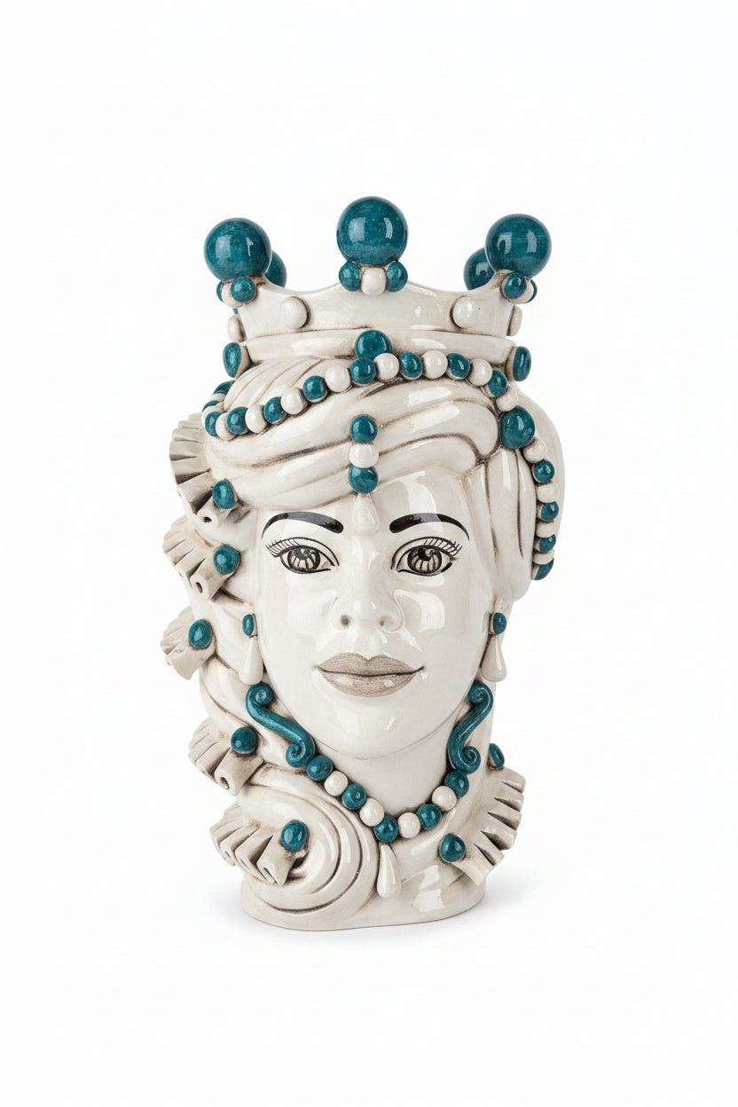 Verus - Testa di moro mediterraneo Lady ottanio e bianco h.35 | rohome