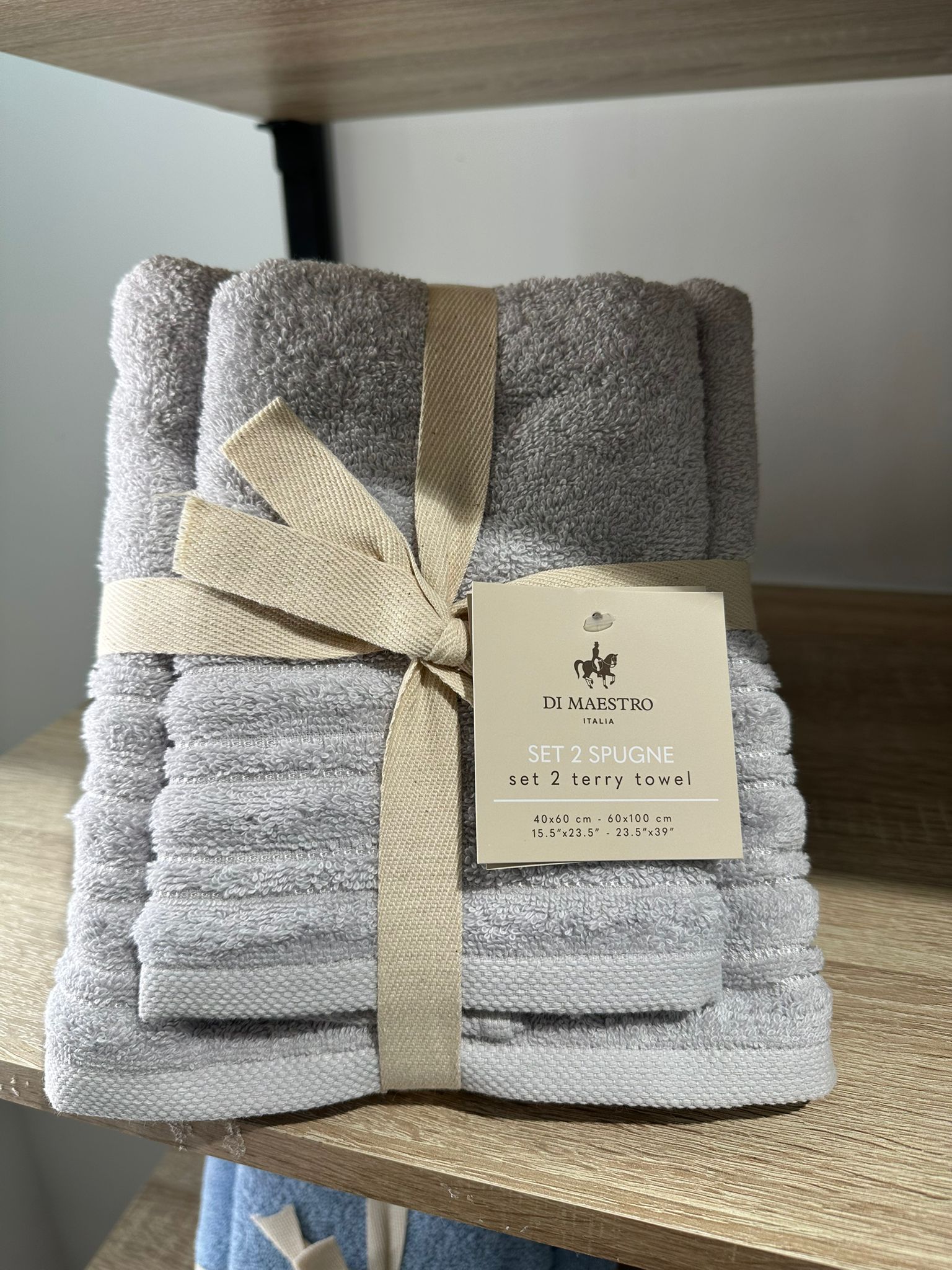 Set 2 asciugamani in spugna grigio perla | Rohome