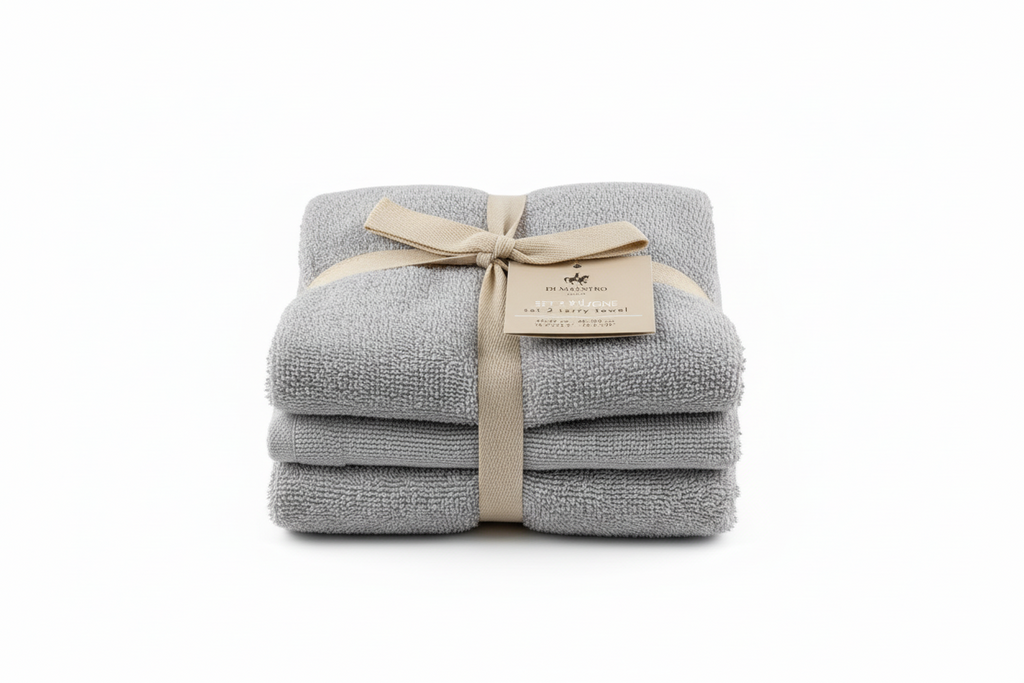 Set 2 asciugamani in spugna grigio perla | Rohome