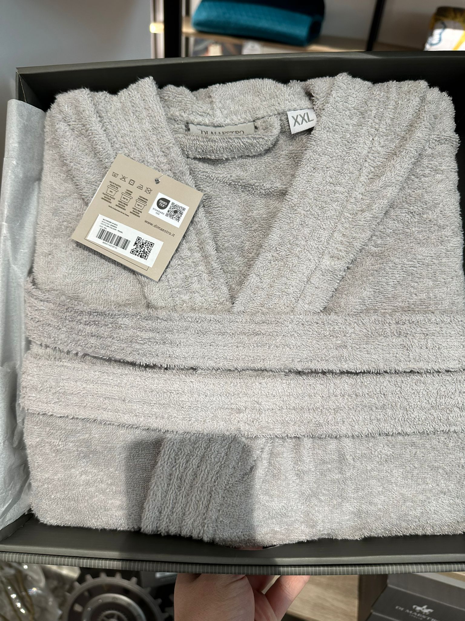 Accappatoio in spugna grigio perla in box taglia s | Rohome