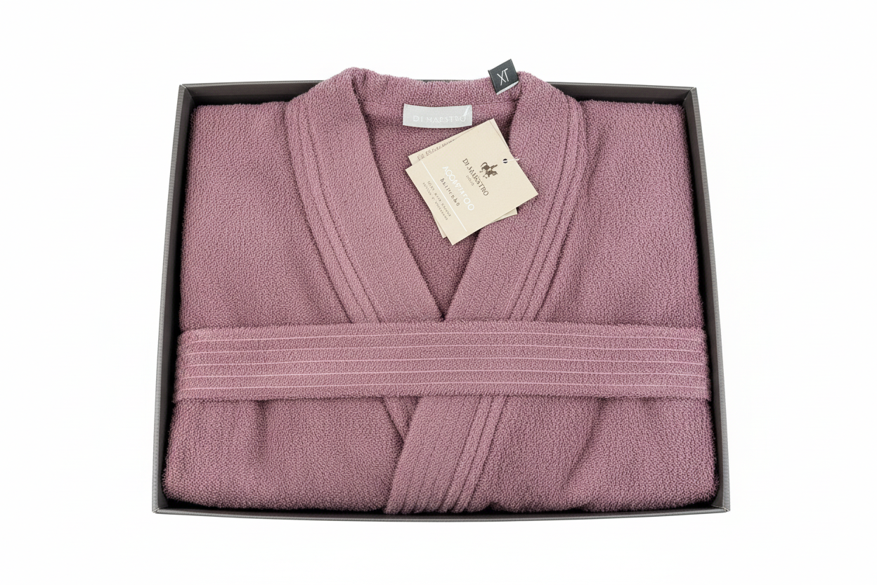 Accappatoio in spugna malva in box taglia l | Rohome