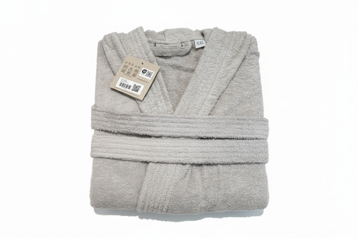Accappatoio in spugna grigio perla in box taglia xl | Rohome