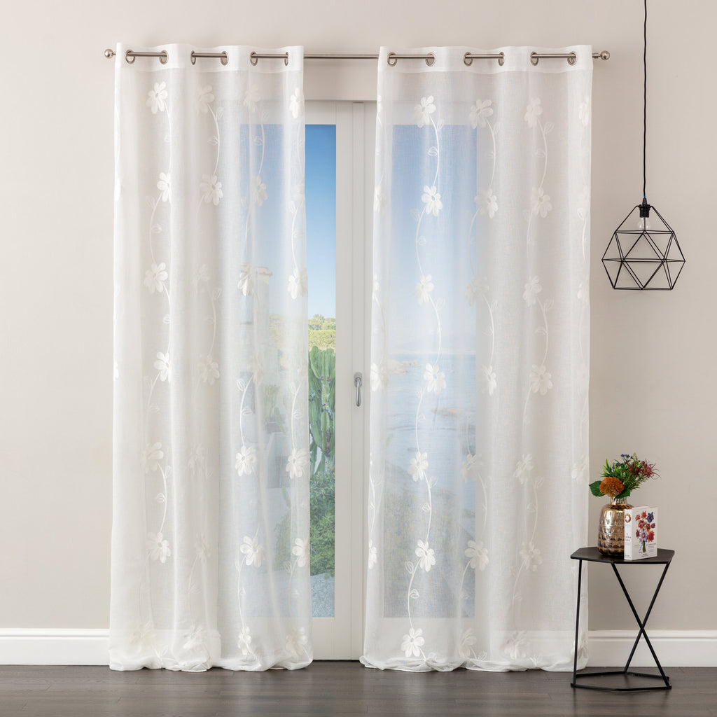 Tenda Margot ricamata con fiori H. 280cm | rohome