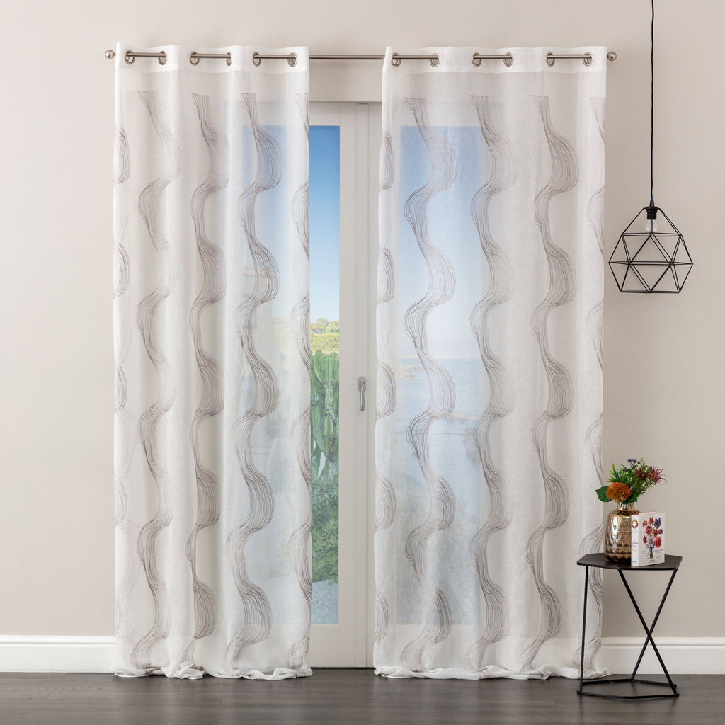 Tenda Margot ricamata Square grigio H. 280cm | rohome