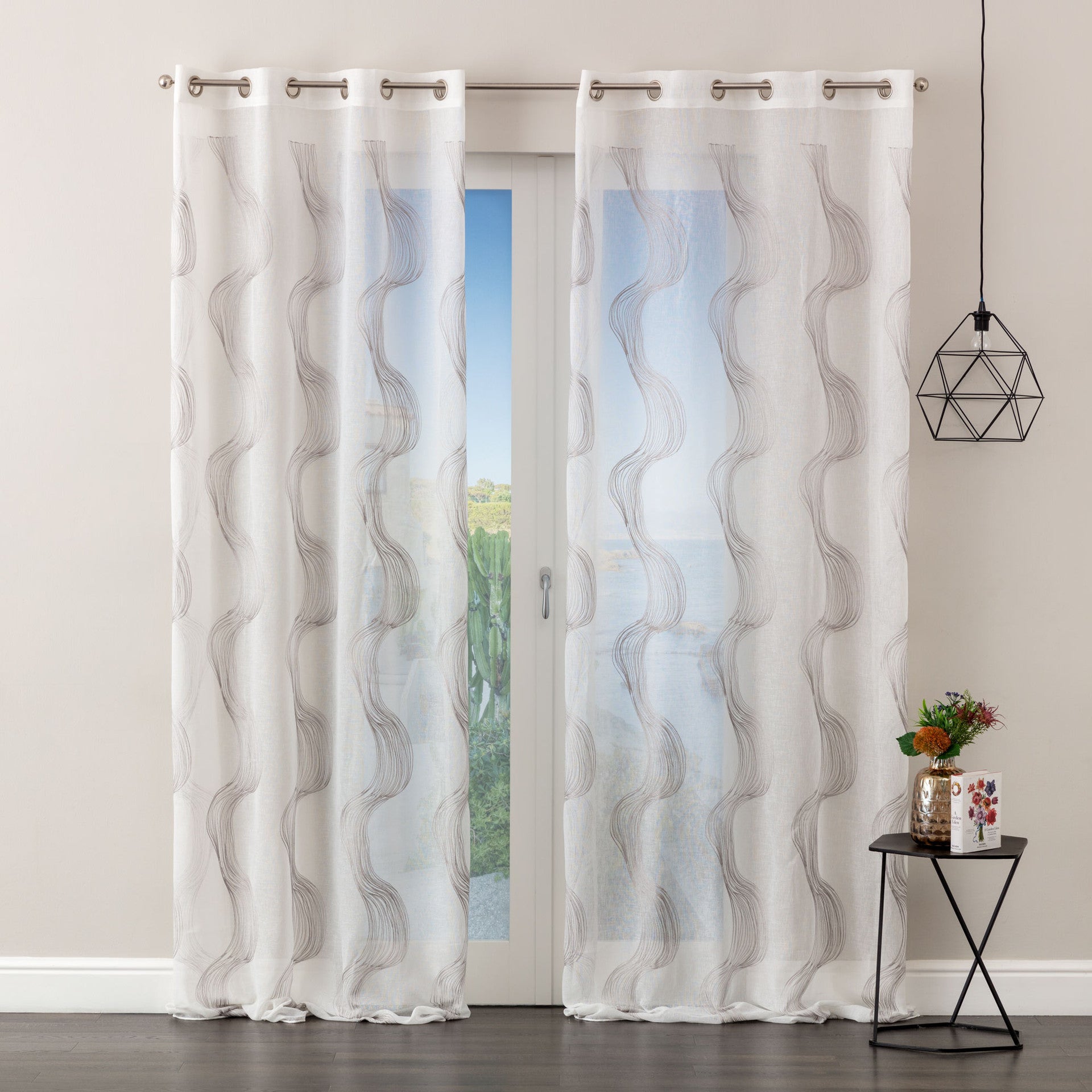 Tenda Margot ricamata Square grigio H. 280cm | rohome