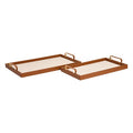 Set 2 vassoi in vinile colore cuoio | Rohome