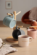 Set 4 Mug con porta tazze in legno | Rohome