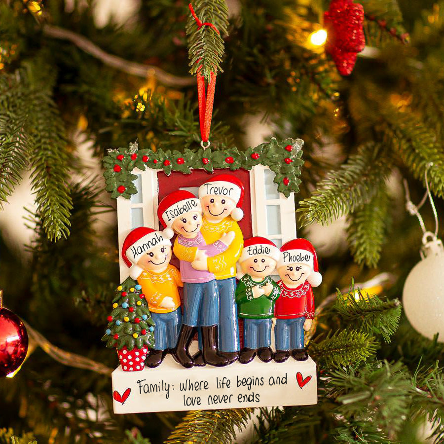 Decorazione Personalizzabile Coppia e 3 figli alla Porta di Casa | Rohome