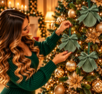 Palla di natale in velluto con fiocco d.10cm verde chiaro| Rohome