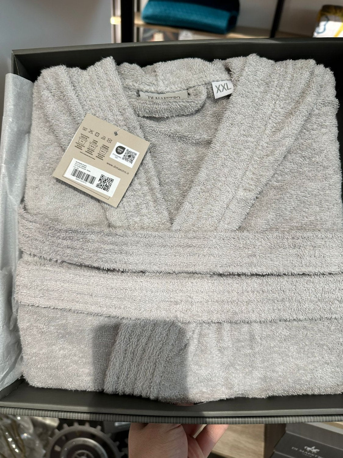 Accappatoio in spugna grigio perla in box taglia xxl | Rohome | Rohome
