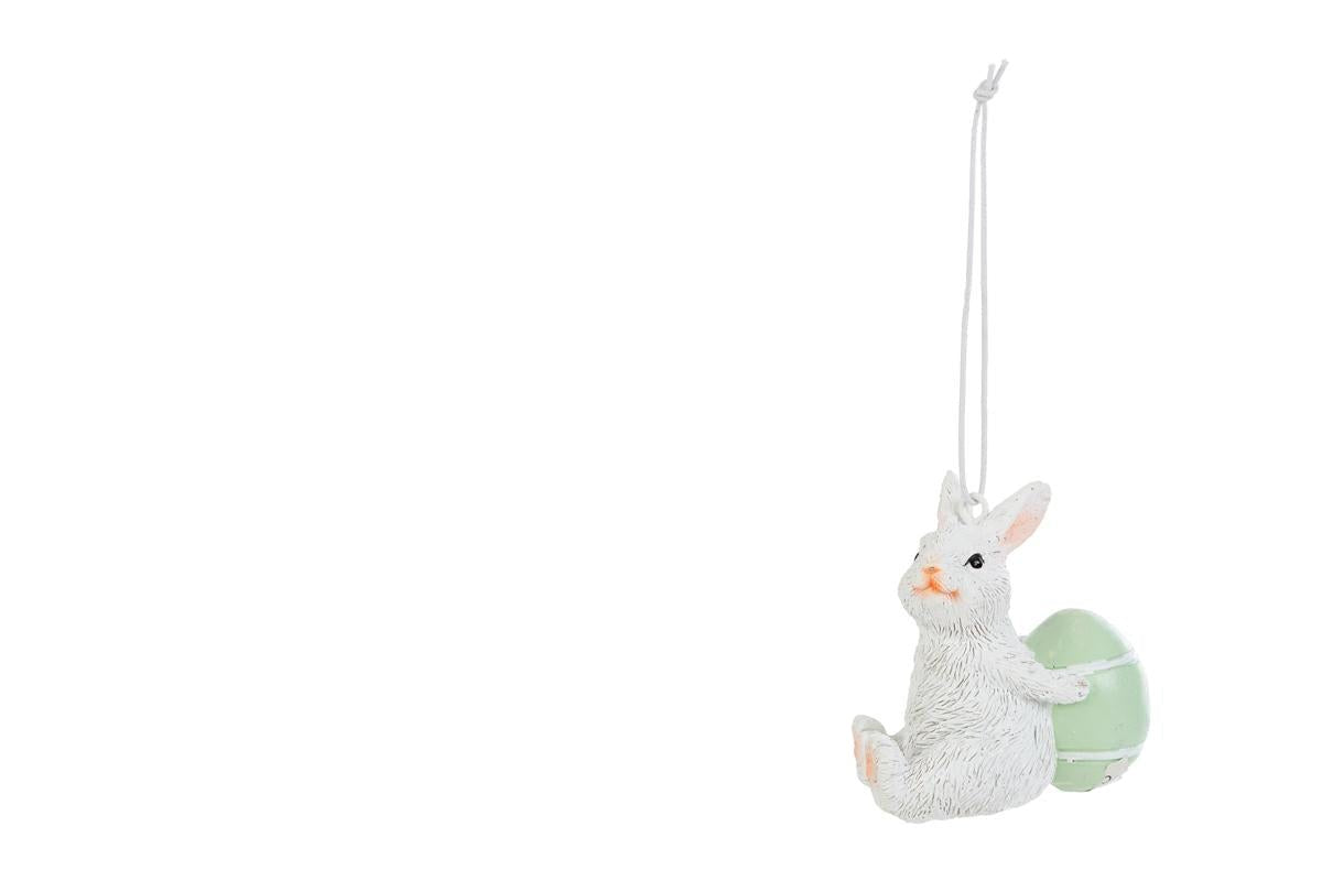 Addobbo coniglio pasquale con uovo in resina h.6.5cm | Rohome | Rohome