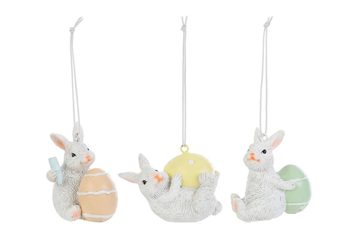 Addobbo coniglio pasquale con uovo in resina h.6.5cm | Rohome | Rohome