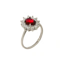Anello in Argento solitario con zirconi bianchi e rosso | Rohome | Rohome