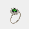 Anello in Argento solitario con zirconi bianchi e verde | Rohome | Rohome