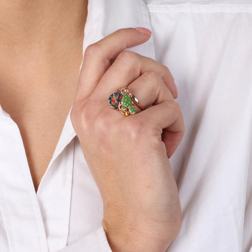 Anello in metallo oro con charm ruota e fico d'india | Rohome | Rohome