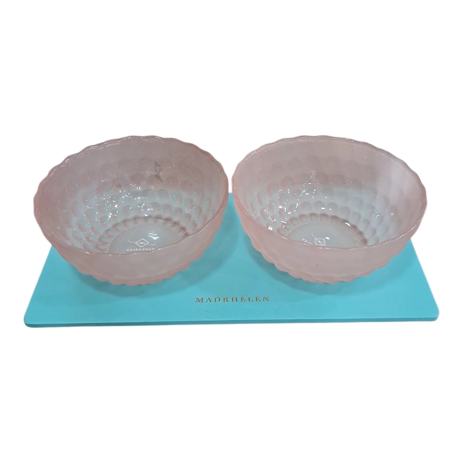 Antipastiera con 2 ciotoline in vetro bubble rosa e verde| Rohome | Rohome