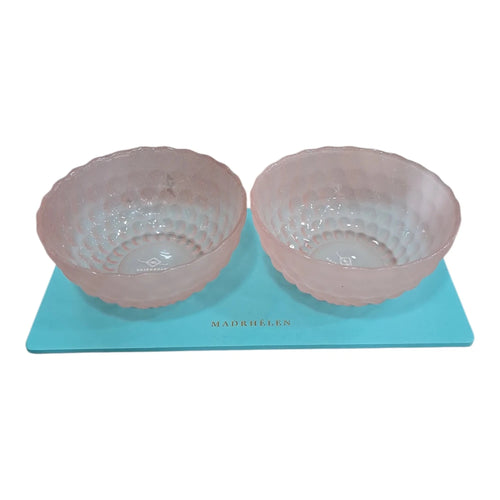Antipastiera con 2 ciotoline in vetro bubble rosa e verde| Rohome | Rohome