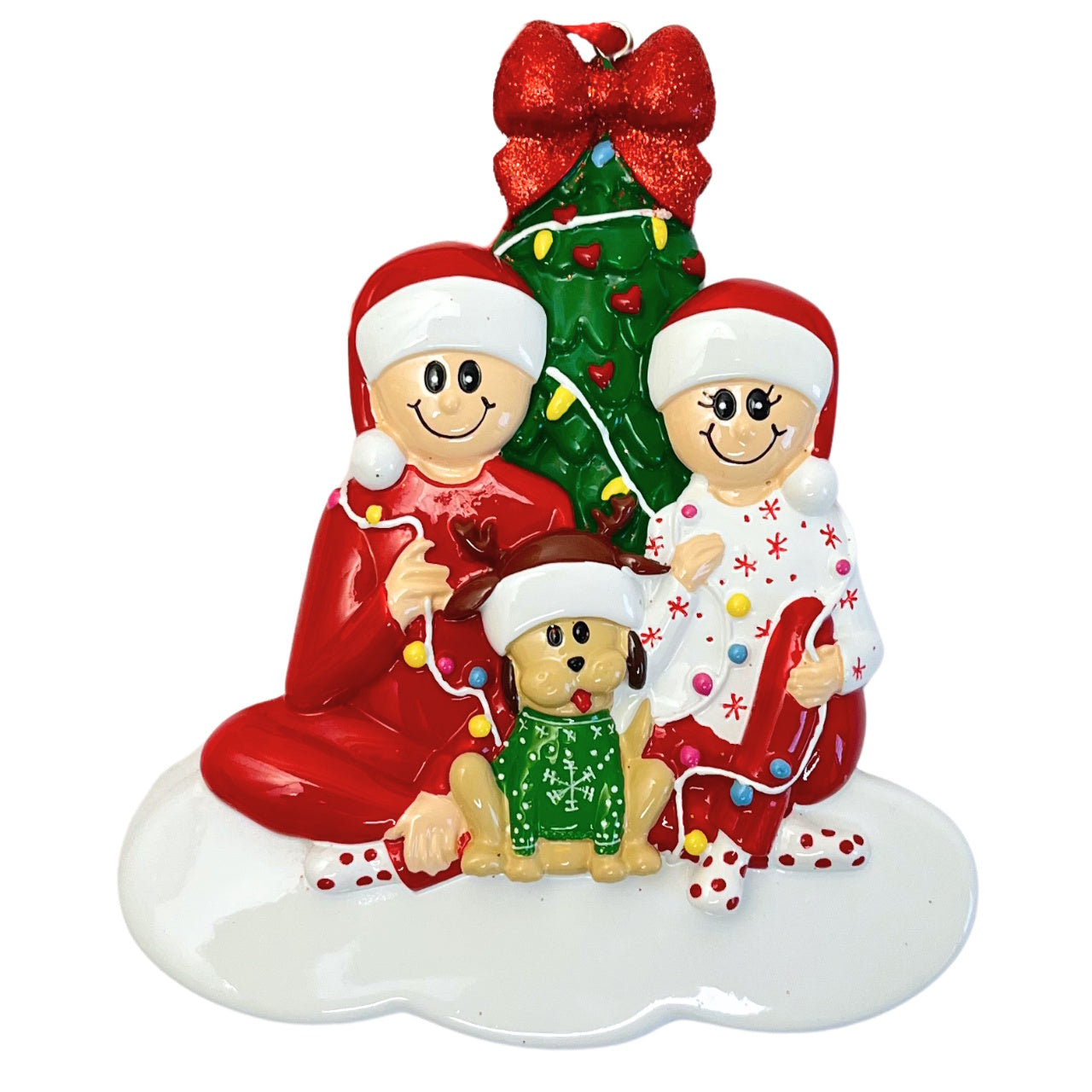 Decorazione Personalizzabile Coppia con Cane e Albero di Natale | Rohome