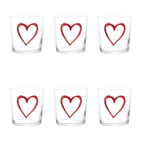 Simple Day - Set 6 Bicchieri cuore rosso graffite | Rohome