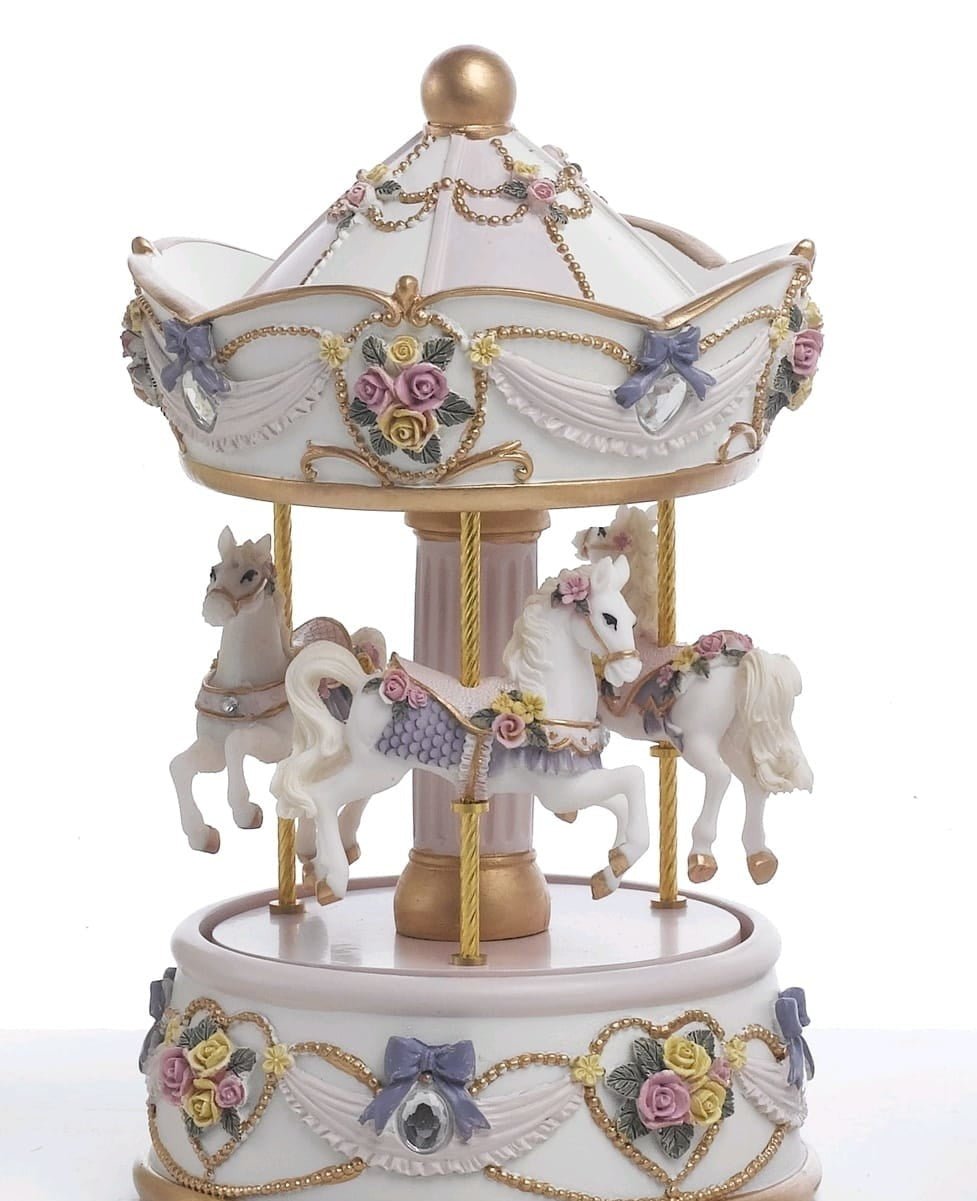 Bomboniera carillon giostra 19.5 in resina rosa | Rohome | Rohome