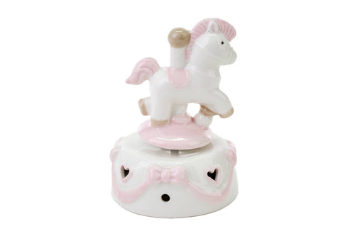 Bomboniera Cavalluccio Carillon in porcellana bianco e rosa | Rohome | Rohome