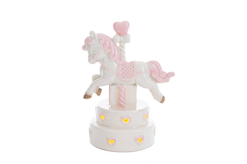 Bomboniera giostrina led cavallo in porcellana celeste | rohome | Rohome