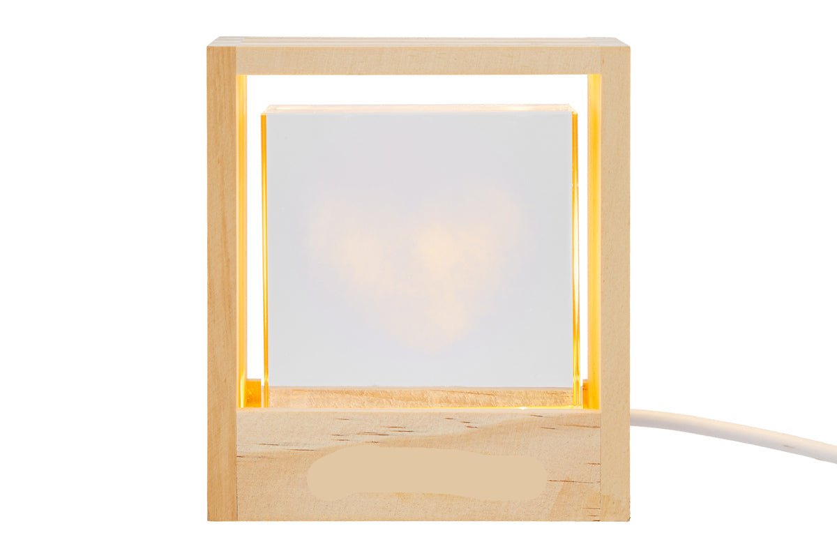 Bomboniera Lampada cubo usb in vetro con cuore | Rohome | Rohome