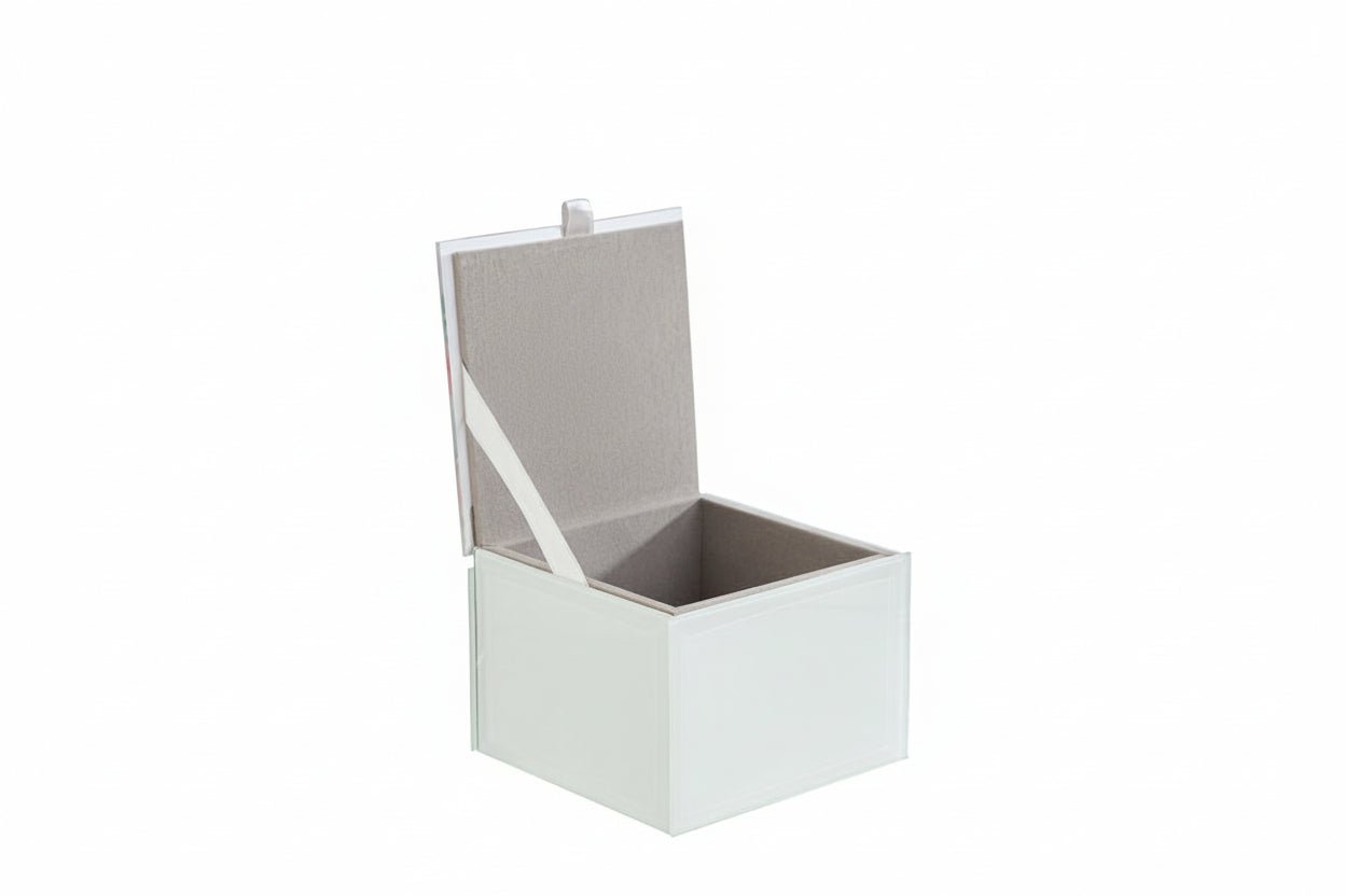 Bomboniera Scatola portagioie in vetro con decoro fiori 9x9xh.7cm | Rohome | Rohome