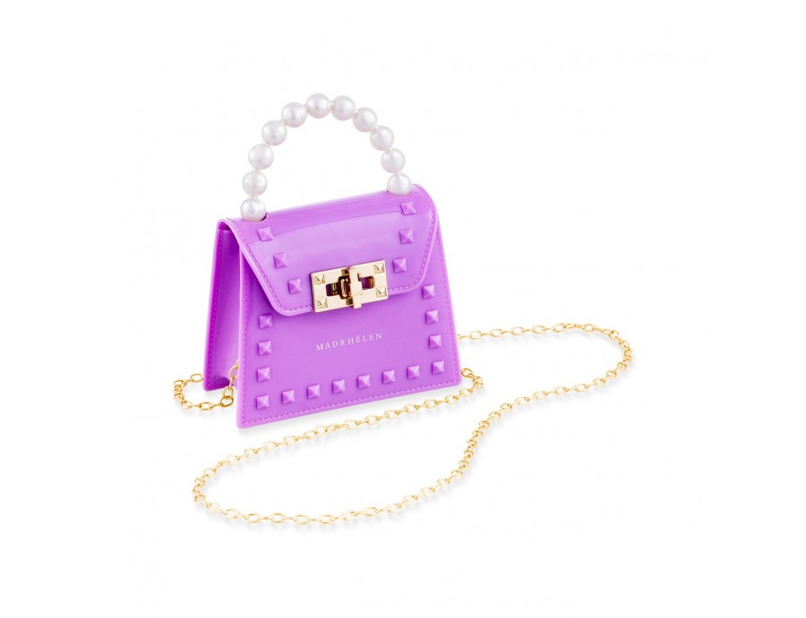 Bomboniera borsetta in silicone con borchie colore viola | Rohome