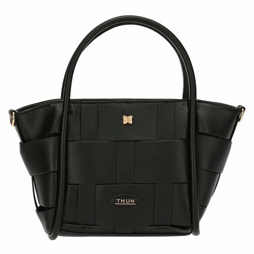 Borsa Thun Intreccio in ecopelle, nera, piccola | Rohome | Rohome