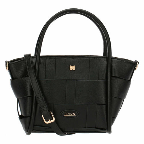 Borsa Thun Intreccio in ecopelle, nera, piccola | Rohome | Rohome