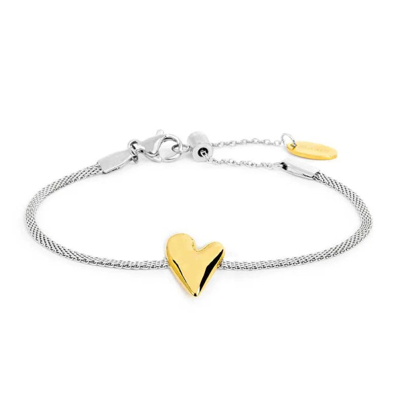 Marlù - Bracciale catena silver mesh con cuore irregolare | Rohome