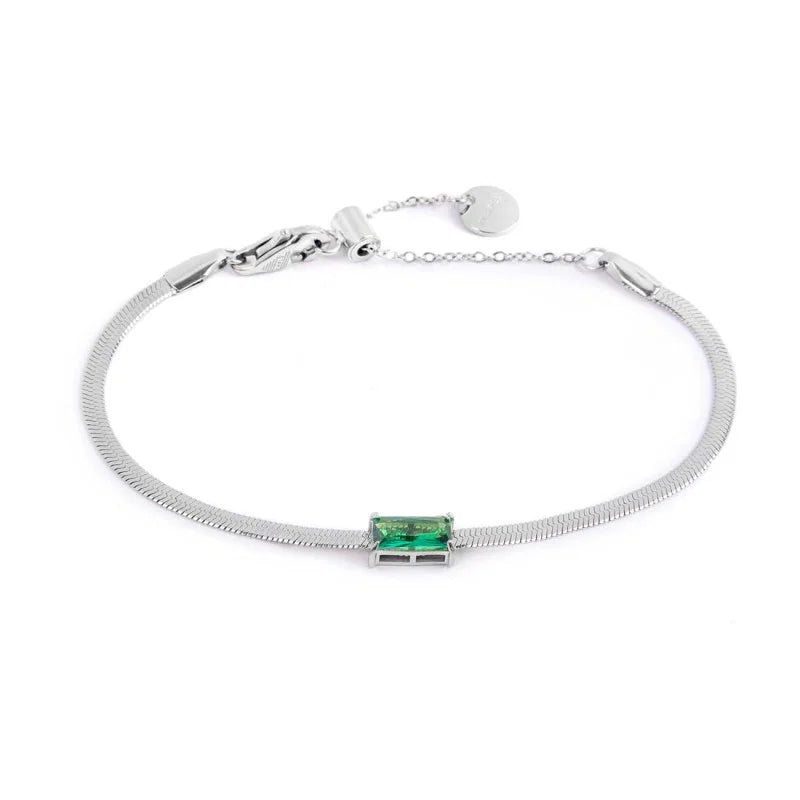 Marlù - Bracciale catena snake con zircone baguette verde | Rohome