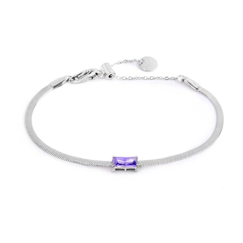 Marlù - Bracciale catena snake con zircone baguette viola | Rohome
