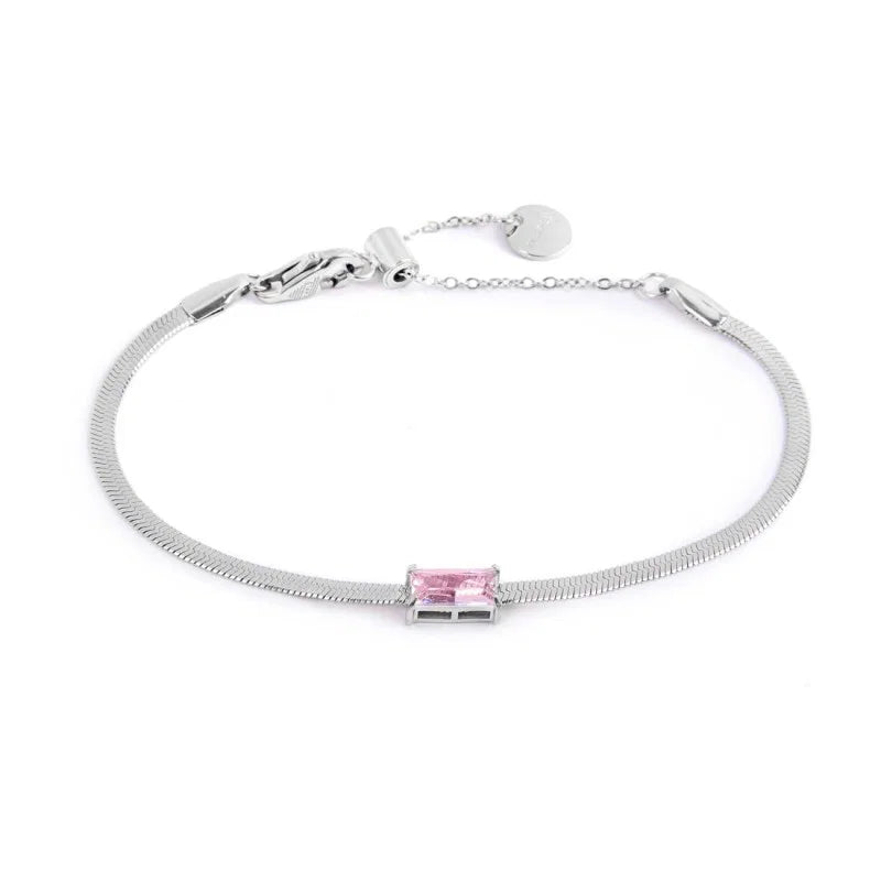 Marlù - Bracciale catena snake con zircone baguette rosa | Rohome