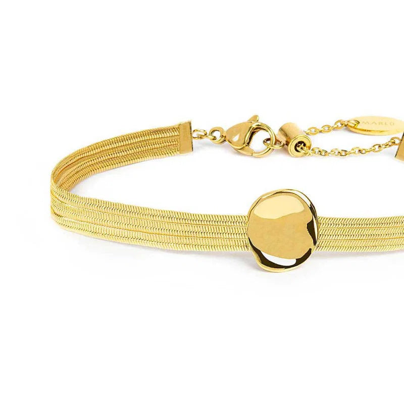 Marlù - Bracciale Catena oro Snake Piatta Bottone Martellato | Rohome