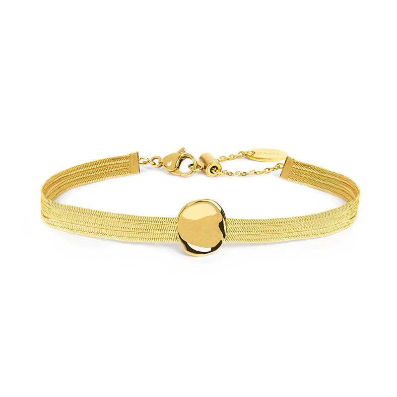 Marlù - Bracciale Catena oro Snake Piatta Bottone Martellato | Rohome
