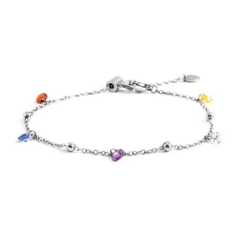 Marlù - Bracciale a Catena con Cross, Zirconi e Sfere in Acciaio | Rohome