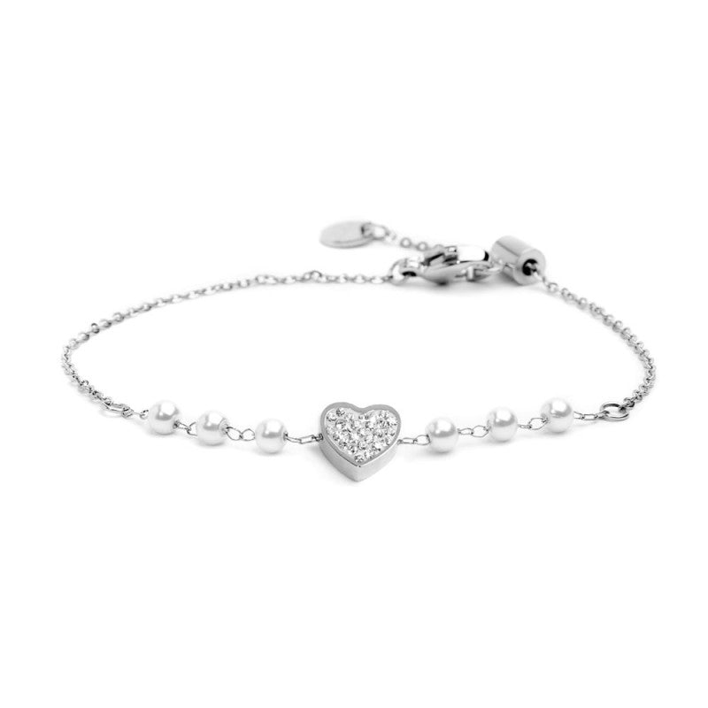 Marlù - Bracciale cuore cristalli con perle silver | Rohome