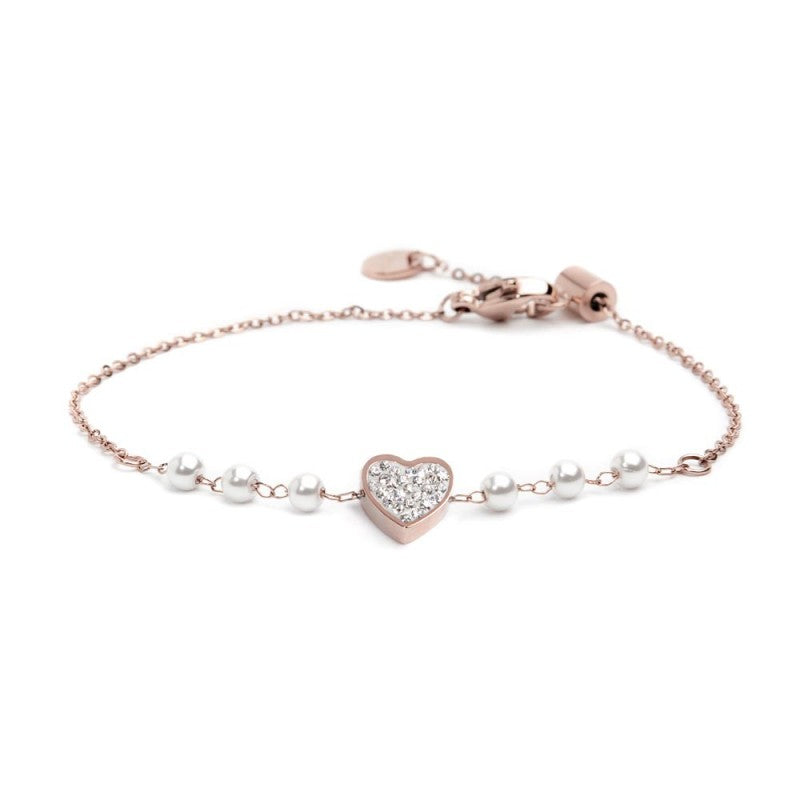 Marlù - Bracciale cuore cristalli con perle rosè | Rohome