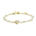 Marlù - Bracciale cuore cristalli doppia catena con perle oro | Rohome