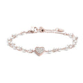 Marlù - Bracciale cuore cristalli doppia catena con perle rosè | Rohome