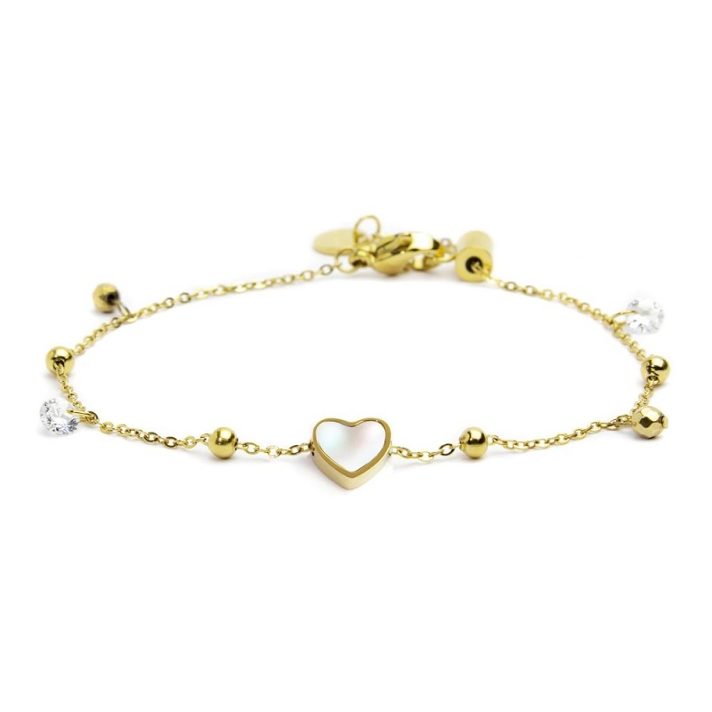 Marlù - Bracciale oro cuore madreperla con sfere e zirconi | Rohome