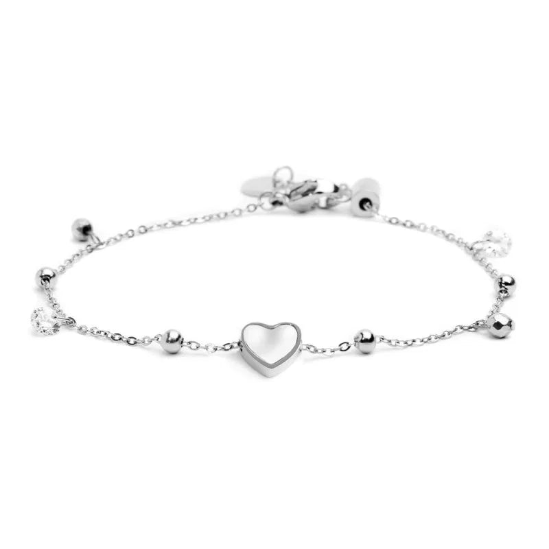 Marlù - Bracciale cuore madreperla con sfere e zirconi | Rohome